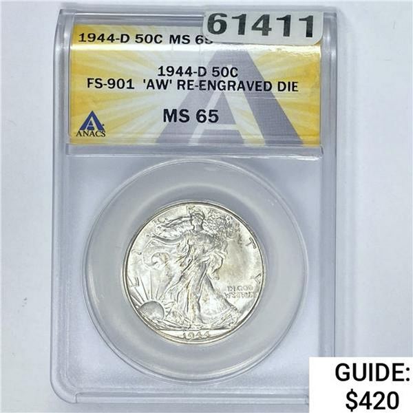 1944-D 50C ANACS MS 65