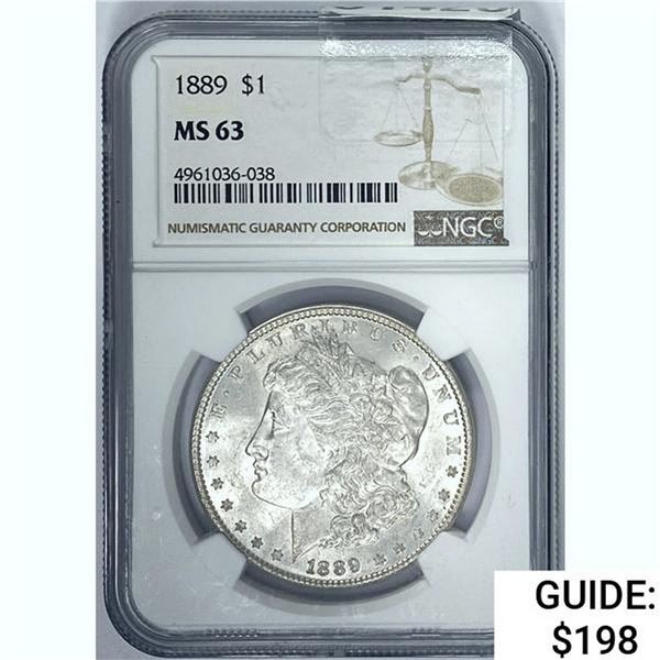 1889 $1 Morgan Dollar NGC MS 63