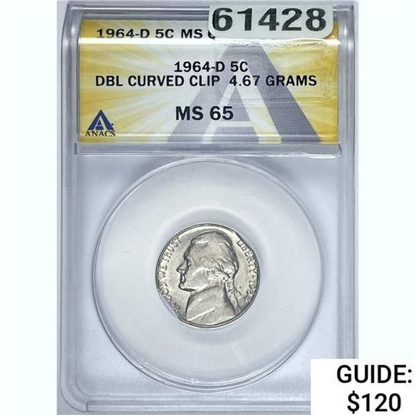 1964-D 5C ANACS MS 65