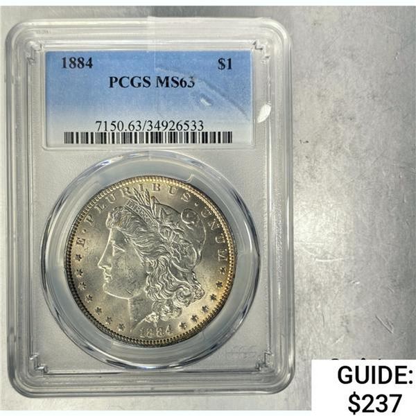 1884 $1 Morgan Dollar PCGS MS63 SILVER