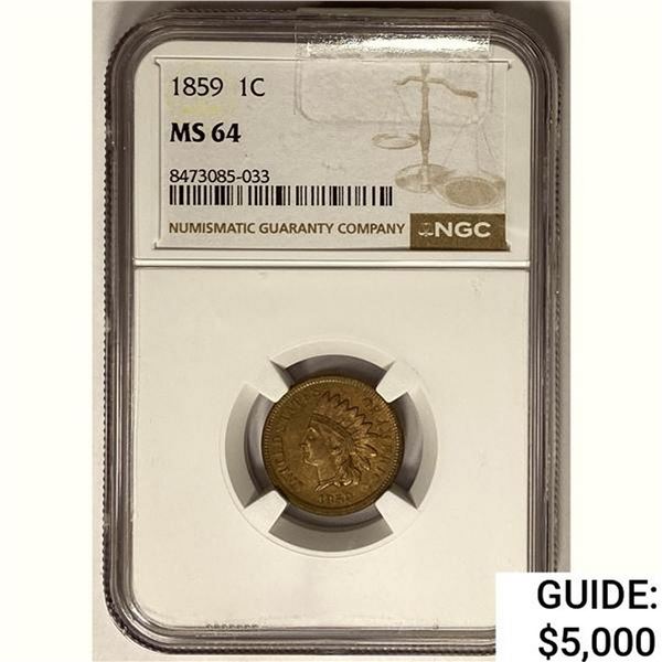 1859 Indian Head Cent NGC MS64