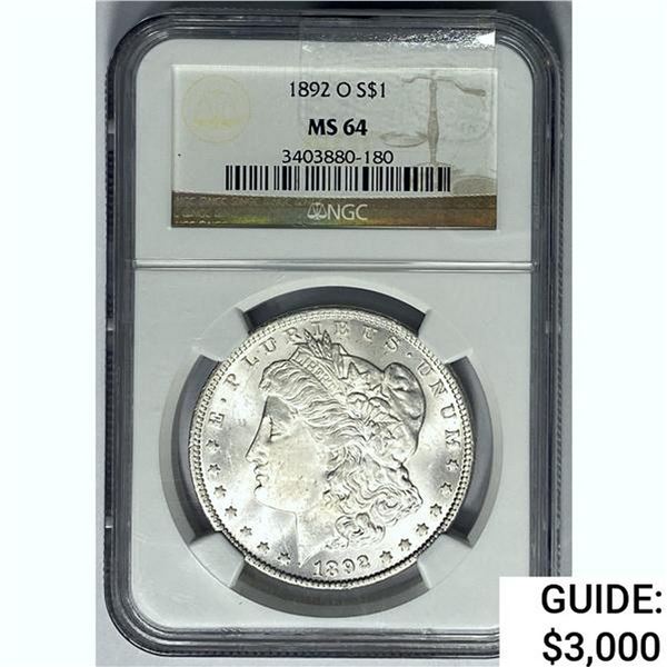 1892O Morgan Silver Dollar NGC MS64