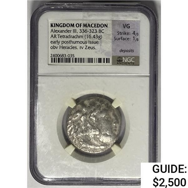 Macedon Alexander III, 336-323 BC Silver Tetradrachm NGC VG