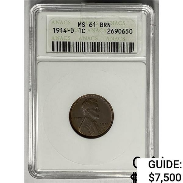 1914D Lincoln Memorial Cent ANACS MS61