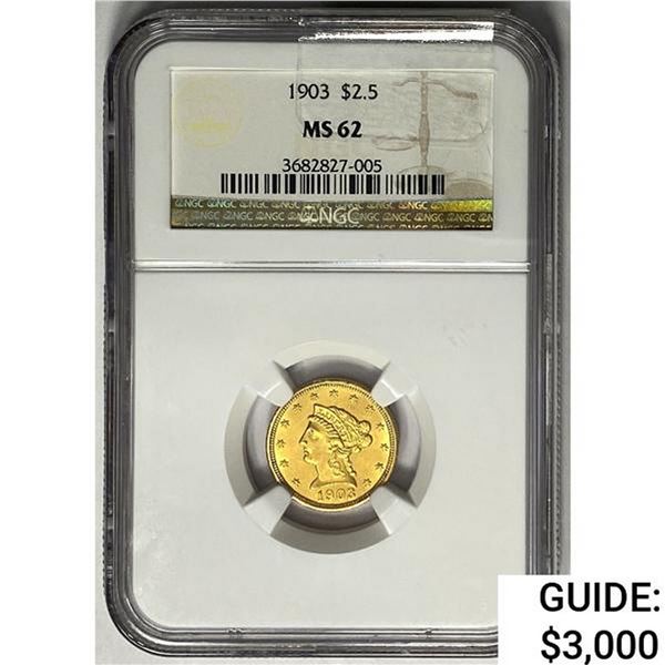 1903 $2.50 Gold Quarter Eagle NGC MS62