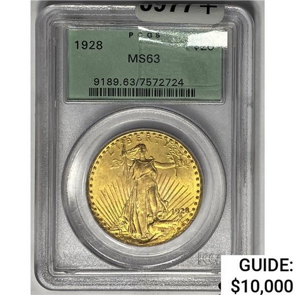 1928 $20 Gold Double Eagle PCGS MS63