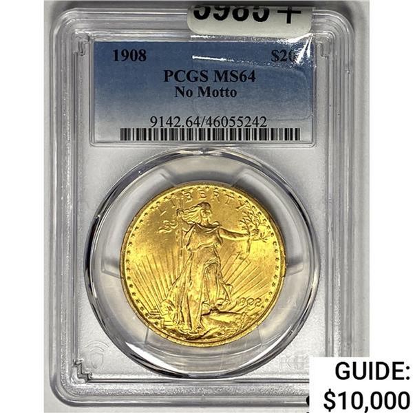 1908 $20 Gold Double Eagle PCGS MS64