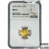 Image 1 : 1873 OPEN 3 Rare Gold Dollar NGC MS61