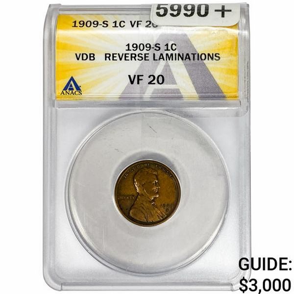 1909-S Wheat Cent ANACS VF20