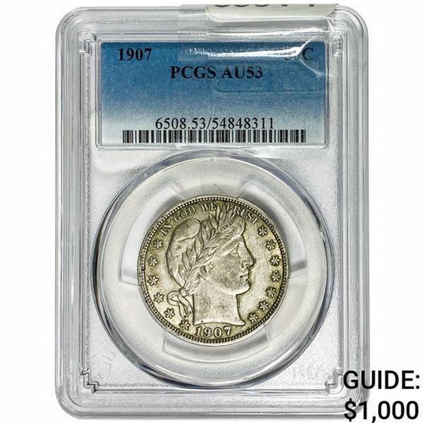 1907 Barber Half Dollar PCGS AU53
