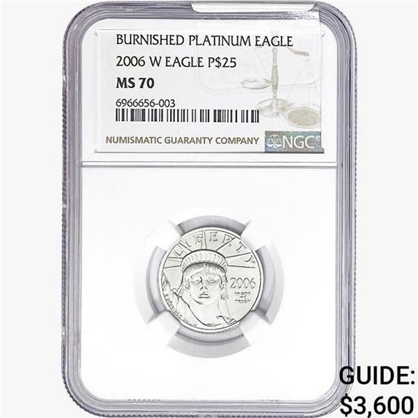 2006-W $25 1/4oz Burnished Platinum Eagle NGC MS70