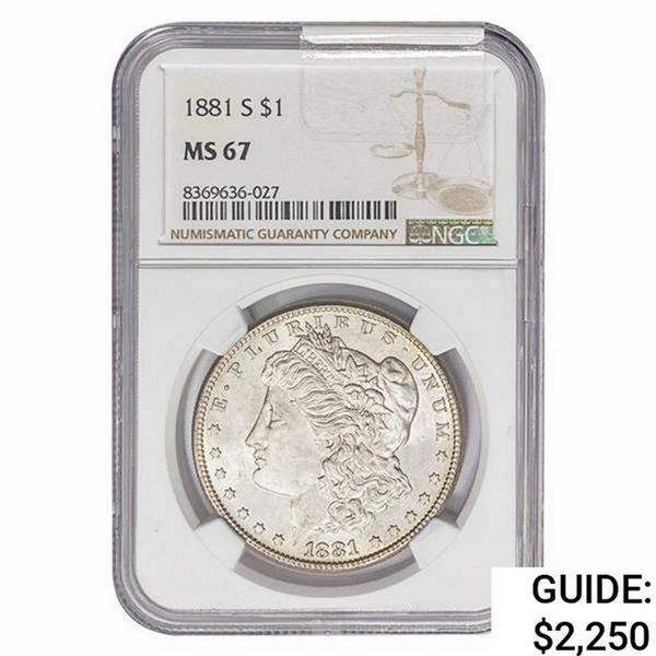 1881-S Morgan Silver Dollar NGC MS67