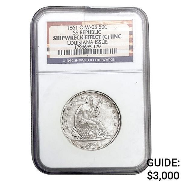 1861-O Seated Liberty Half Dollar NGC Shipwreck