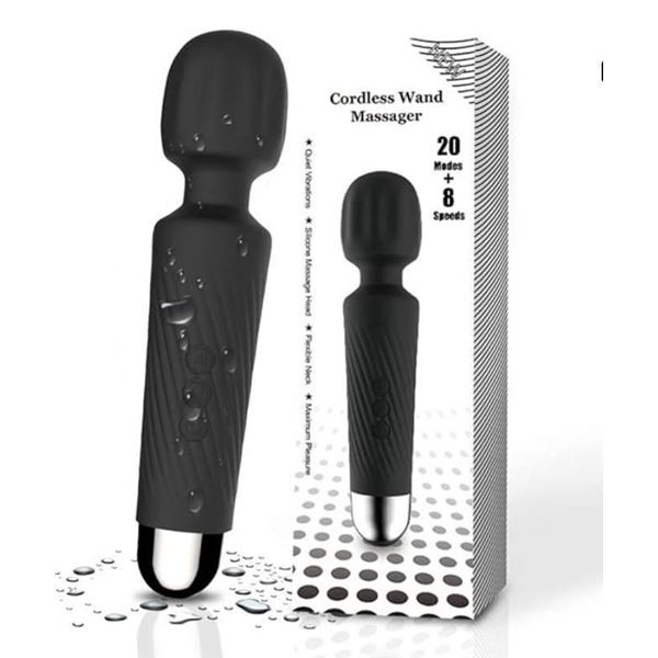 Cordless Rechargeable Wand Massager with 20 Modes and 8 Speeds