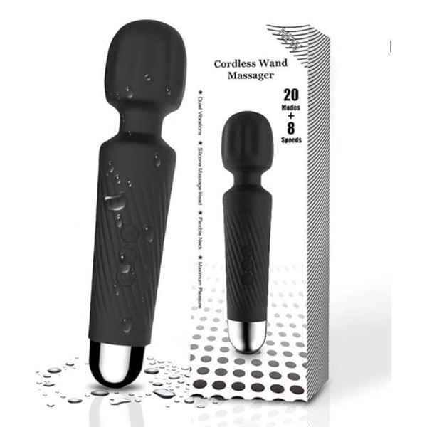 Cordless Rechargeable Wand Massager with 20 Modes and 8 Speeds