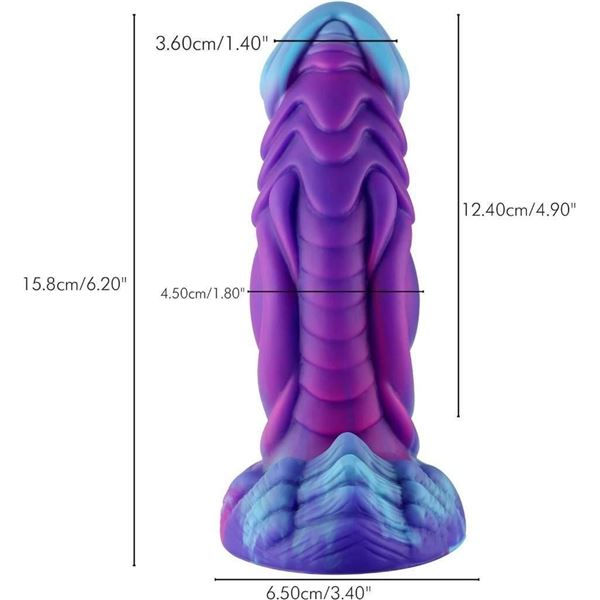 HiSmith WDA025-M Wildolo Silicone Vibrating Monster Dildo with App 9.45 Blue-Purple