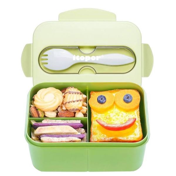 ItoporÊ Ideal Leak-Proof Bento Box for Kids,Wheat Fiber Materials Lunch Box Kids,Microwave & Dishwas