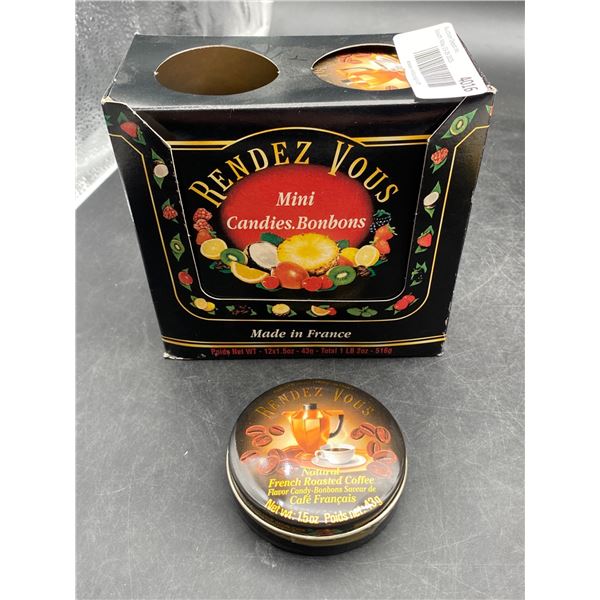 Rendez Vous Mini Candies, Bonbons, French Roast Coffee Flavor, 12 Tins 43g Each