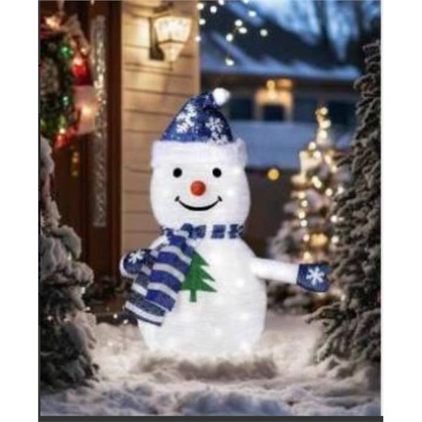 Pasapair 2FT Pre-Lit Pop-Up Snowman Ð Outdoor Christmas Decoration with Built-in 45 LED Lights Ð Col