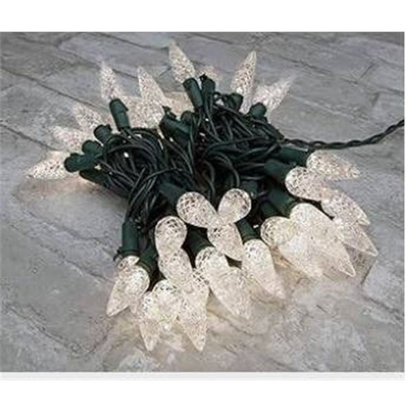 String of Clear C9 LED Lights with Green Wire