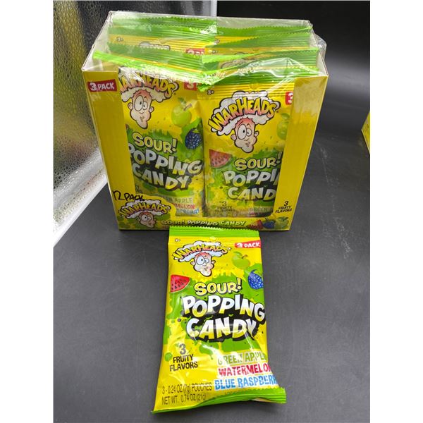 Warheads Sour Popping Candy 3-Pack With Watermelon, Blue Raspberry, and Green Apple 12 PacksÊ