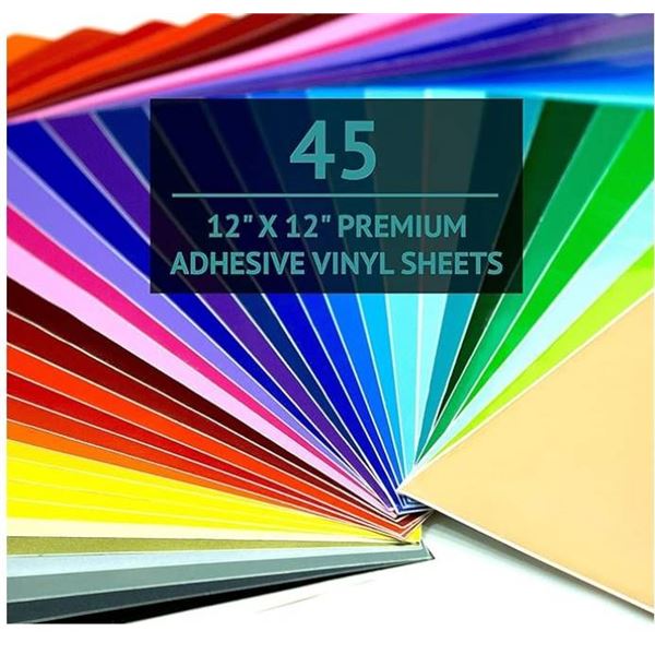 Bright Idea Supplies Self-Adhesive Vinyl Sheets, 45 Sheets, 12x12in, 38 Colors