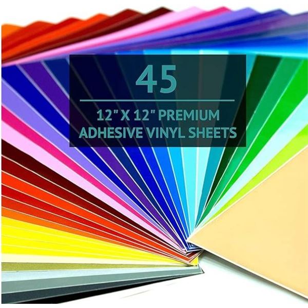 Bright Idea Supplies Self-Adhesive Vinyl Sheets, 45 Sheets, 12x12in, 38 Colors