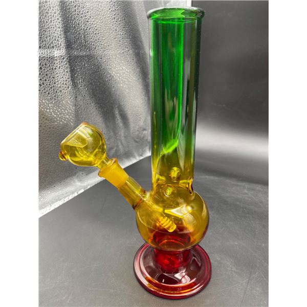 Glass Water Pipe With Green, Yellow, and Red Gradient