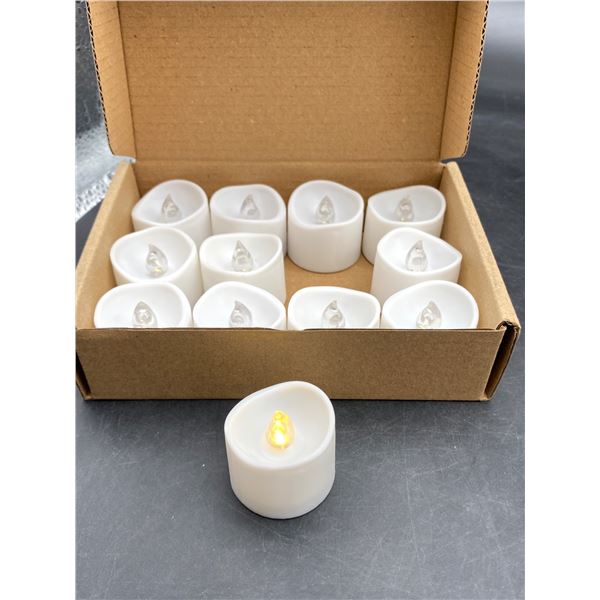 12 Battery-Operated LED Flameless Flickering Tea Light Candles