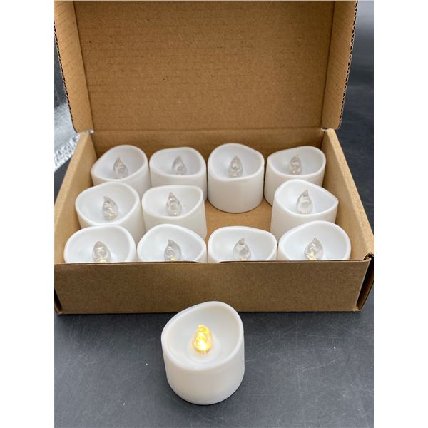 12 Battery-Operated LED Flameless Flickering Tea Light Candles