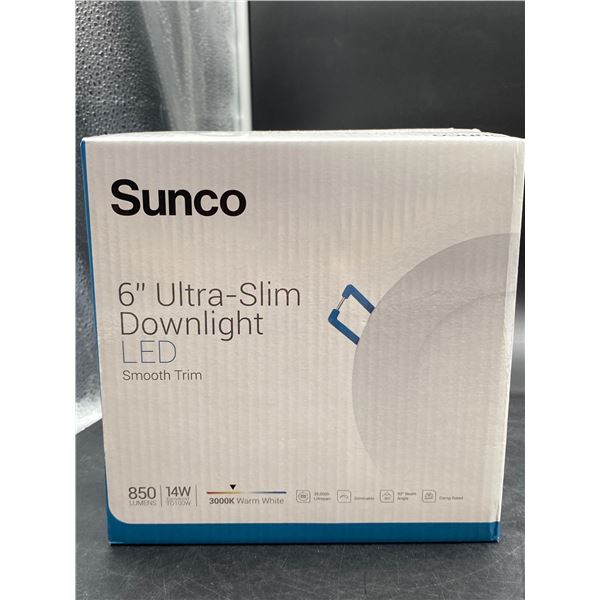 Sunco 6-Inch Ultra-Slim Downlight LED with 850 Lumens and 14W, 2 Pack