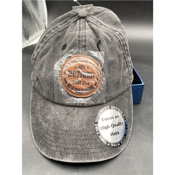 Gray Baseball Hat with ÔThe Legend Has Retired Since 2024Õ Leather Patch Design