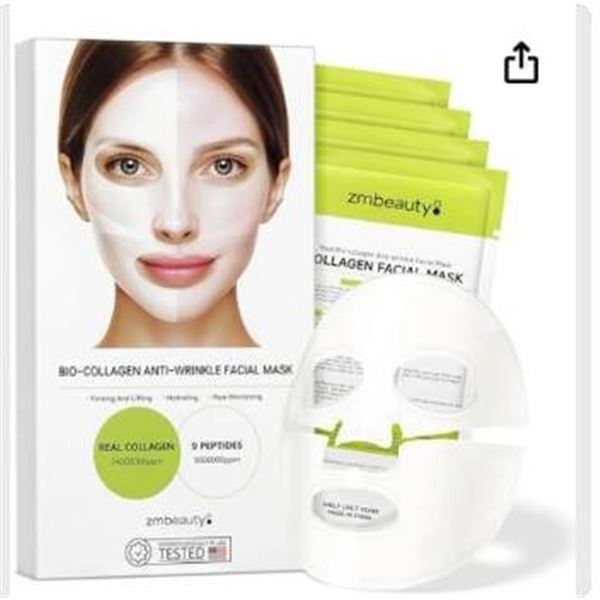 Zmbeauty Bio-Collagen Anti-Wrinkle Mask with 9 Peptides, 4-Pack