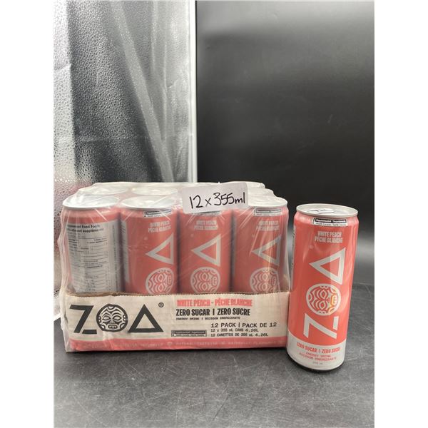 VOZ Energy Drink White Peach Zero Sugar, 12 Cans (355 ml Each)