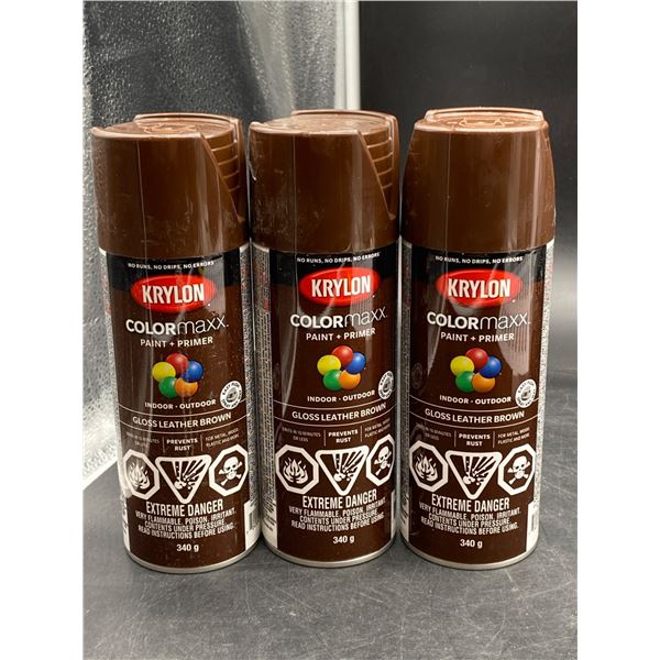 Krylon ColorMaxx Paint + Primer Gloss Leather Brown 340g (3 Units)