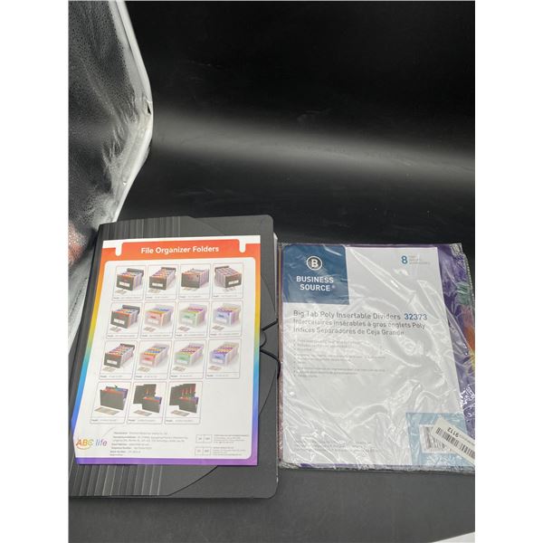 File Organizer Folder with Business Source Big-Tab Poly Insertable Dividers Set