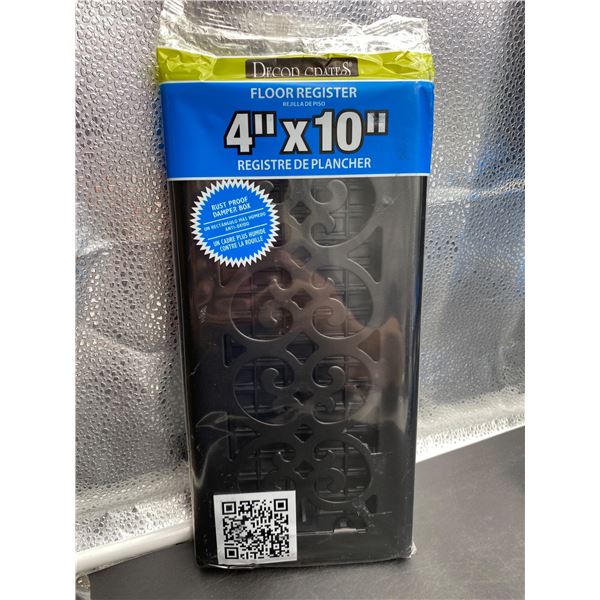 Decor Grates 4 x 10 Inch Floor Register With Scroll Design Black