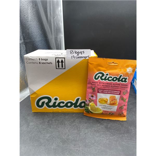 Ricola Honey Lemon Lozenges with Echinacea, 8 Bags, 19 Lozenges Per Bag