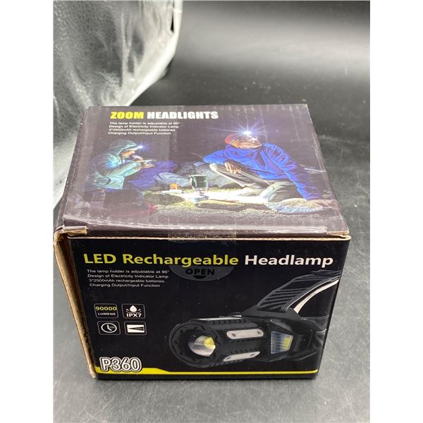 LED Rechargeable Headlamp P360 With 11 Lighting Modes and Zoom Function