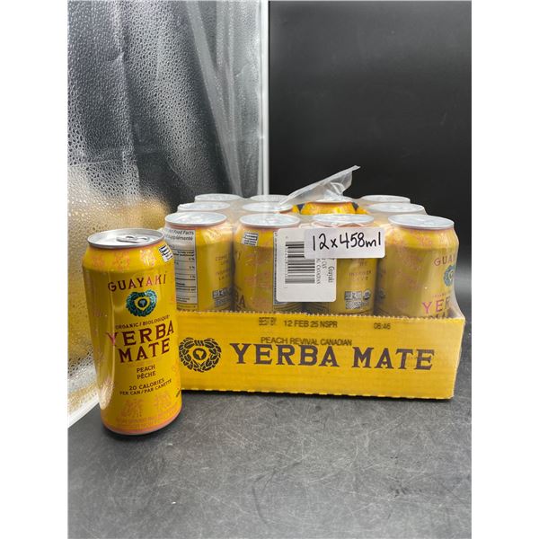 Guayaki Yerba Mate Peach Flavor, 12 Cans of 458ml Each