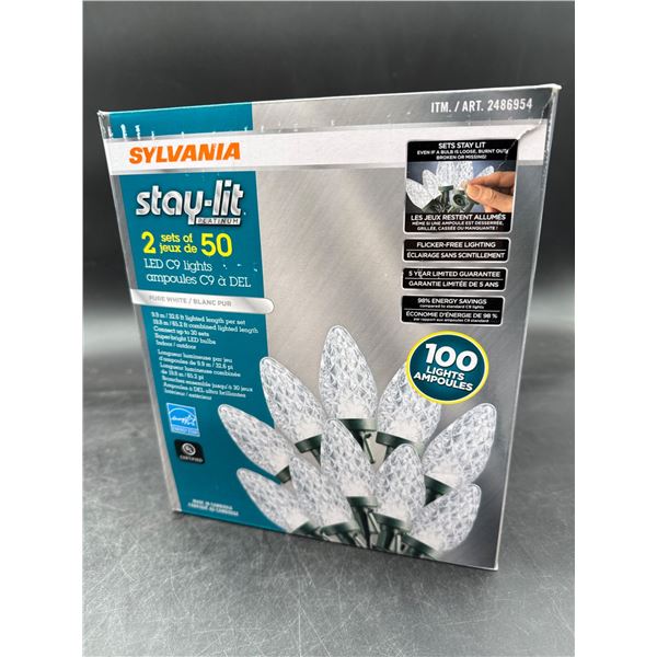 Sylvania Stay-Lit 2 Sets of 50 LED C9 Lights (100 Lights Total)