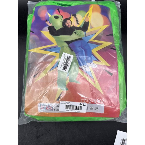 Adult Inflatable Costume with Alien Design and Battery-Powered Fan