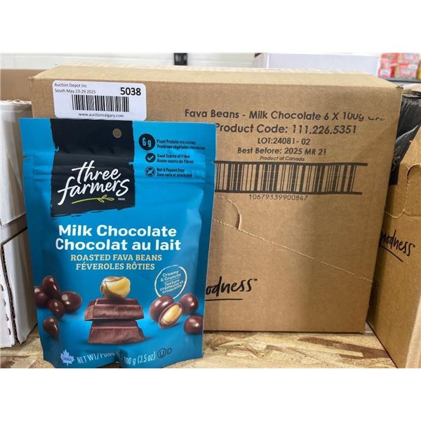 Three Farmers Milk Chocolate Roasted Fava Beans 6 x 100g