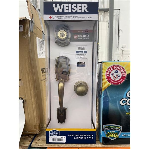 Weiser SmartKey Satin Nickel Door Lock Set with Lifetime Warranty