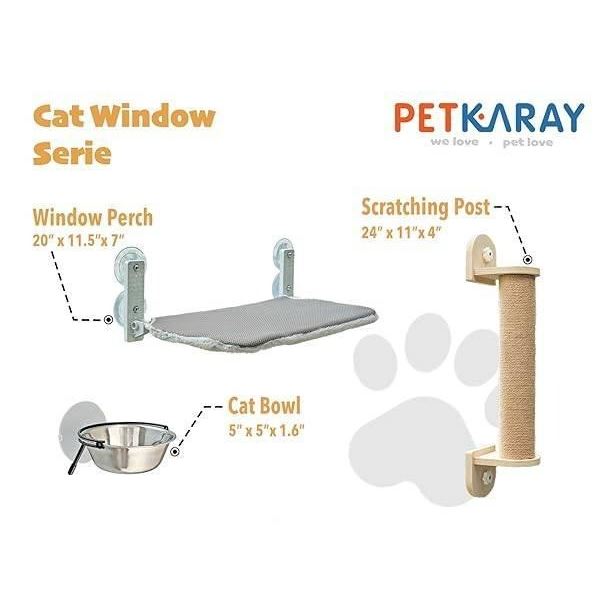 Meeyowview 3-In-1 Cat Window Perch With Hammock and Scratch Post