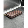 Image 1 : Brown Checkered Zipper Wallet With Multiple Compartments