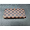Image 2 : Brown Checkered Zipper Wallet With Multiple Compartments