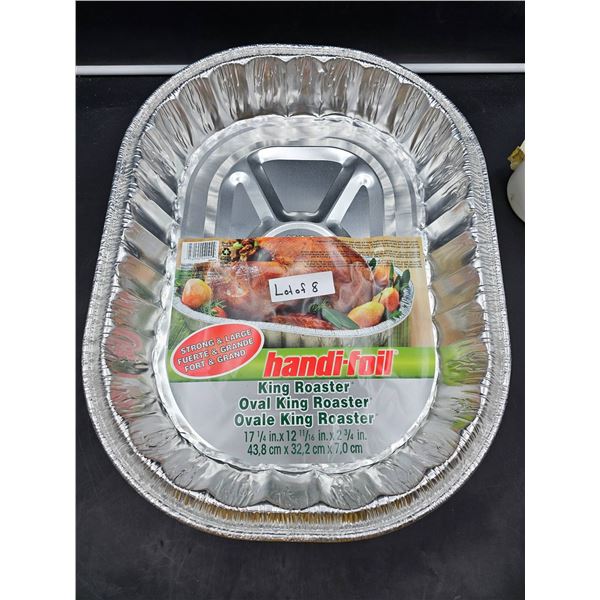 Lot of 8 Handi-Foil King Roaster Oval Aluminum Pans, 17 1/4 in. x 12 11/16 in.