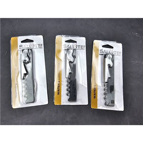 Three Salute WaiterÕs Corkscrews with Multi-Function Design