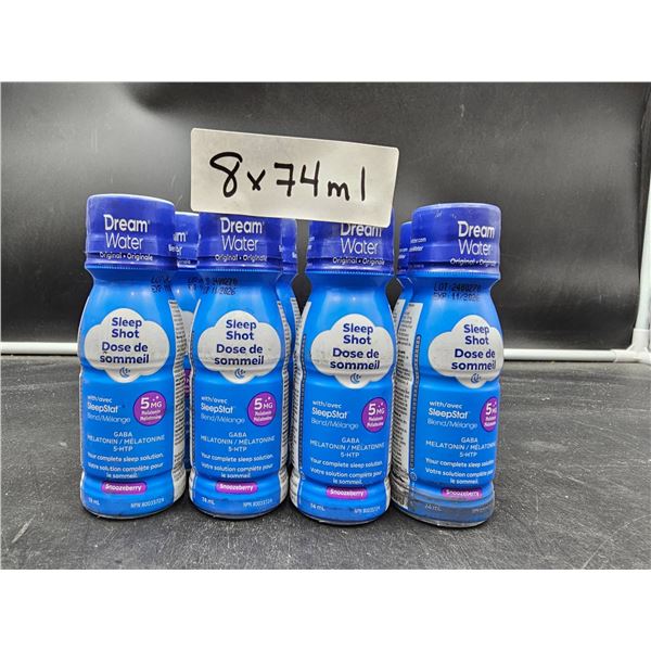 Dream Water Sleep Shot, Snoozeberry Flavor, 8 x 74 mL Bottles